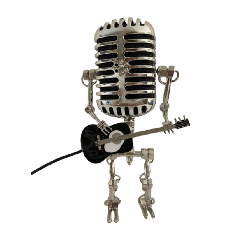 RetroRock™ Robot - Vintage Metalen Microfoon Robot Bureaulamp
