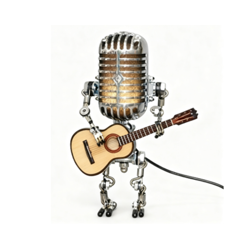 RetroRock™ Robot - Vintage Metalen Microfoon Robot Bureaulamp