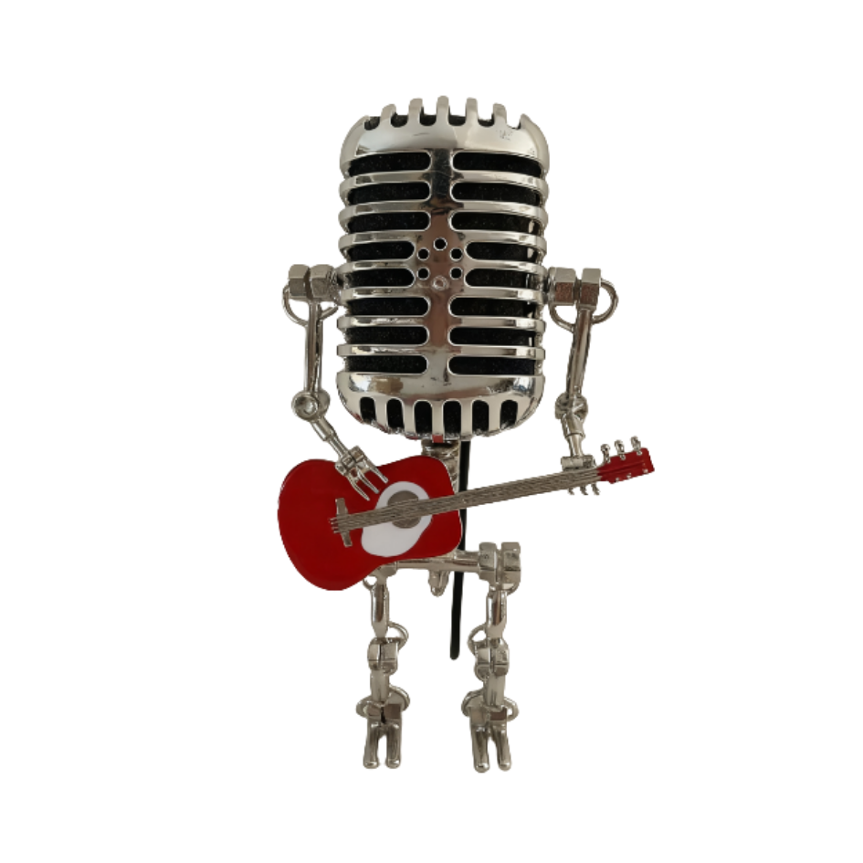 RetroRock™ Robot - Vintage Metalen Microfoon Robot Bureaulamp
